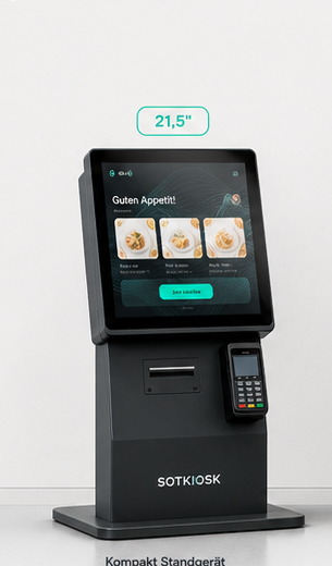 Kantinen-Terminal von SOTKIOSK mit digitaler Tageskarte und bargeldloser Bezahlung